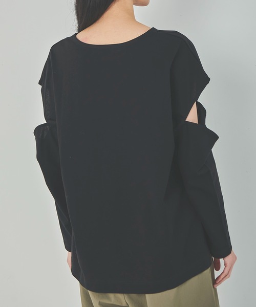 OUTERSUNSET（アウターサンセット）の「open shoulder tops（Tシャツ/カットソー・レディース・ホワイト/ブラック・FREE）」の22枚目の写真
