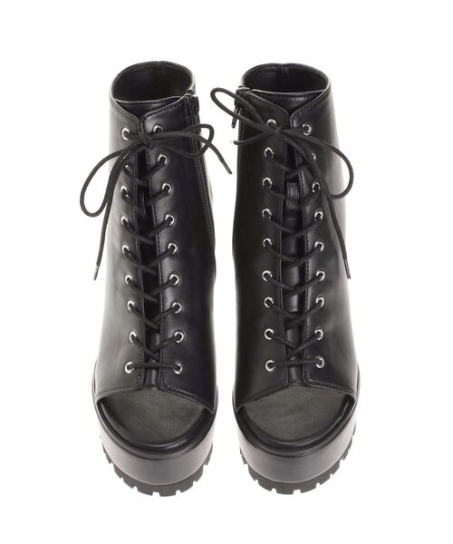 GYDA（ジェイダ）の「タンクソールレースアップオープンショートブーツ（ブーツ・レディース・アイボリー/ブラック・SMALL/MEDIUM/LARGE）」の4枚目の写真