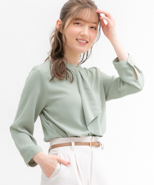 Honeys（ハニーズ）の「ボウタイブラウス（シャツ/ブラウス・レディース・ネイビー/ミント/ホワイト/ライトグレー/サックスブルー・S/M/L/LL）」の3枚目の写真