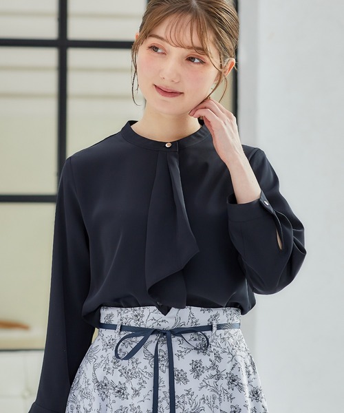 Honeys（ハニーズ）の「ボウタイブラウス（シャツ/ブラウス・レディース・ネイビー/ミント/ホワイト/ライトグレー/サックスブルー・S/M/L/LL）」の14枚目の写真