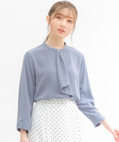 Honeys（ハニーズ）の「ボウタイブラウス（シャツ/ブラウス・レディース・ネイビー/ミント/ホワイト/ライトグレー/サックスブルー・S/M/L/LL）」の11枚目の写真