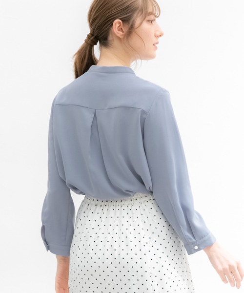 Honeys（ハニーズ）の「ボウタイブラウス（シャツ/ブラウス・レディース・ネイビー/ミント/ホワイト/ライトグレー/サックスブルー・S/M/L/LL）」の18枚目の写真