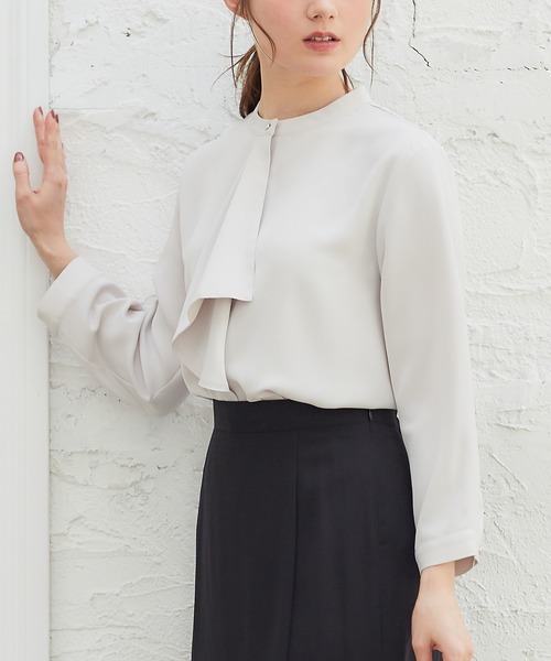 Honeys（ハニーズ）の「ボウタイブラウス（シャツ/ブラウス・レディース・ネイビー/ミント/ホワイト/ライトグレー/サックスブルー・S/M/L/LL）」の12枚目の写真