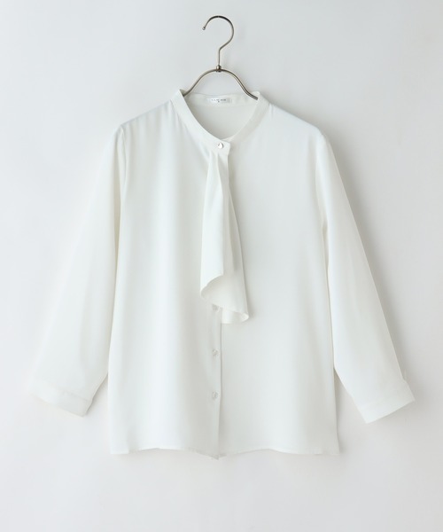 Honeys（ハニーズ）の「ボウタイブラウス（シャツ/ブラウス・レディース・ネイビー/ミント/ホワイト/ライトグレー/サックスブルー・S/M/L/LL）」の19枚目の写真