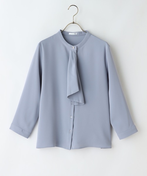 Honeys（ハニーズ）の「ボウタイブラウス（シャツ/ブラウス・レディース・ネイビー/ミント/ホワイト/ライトグレー/サックスブルー・S/M/L/LL）」の9枚目の写真