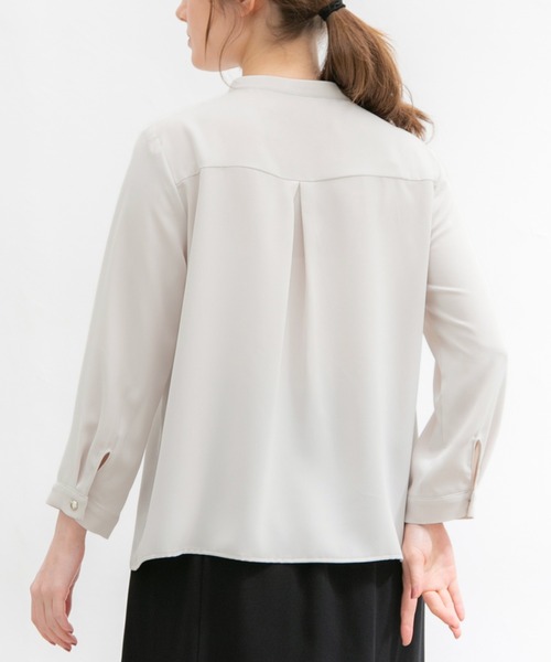 Honeys（ハニーズ）の「ボウタイブラウス（シャツ/ブラウス・レディース・ネイビー/ミント/ホワイト/ライトグレー/サックスブルー・S/M/L/LL）」の10枚目の写真