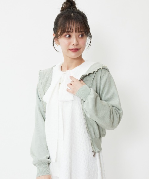 WILLSELECTION(ウィルセレクション)の「パール付きパーカー(パーカー・レディース・ブラック/オフホワイト/ピンク/ミント・MEDIUM)」の9枚目の写真