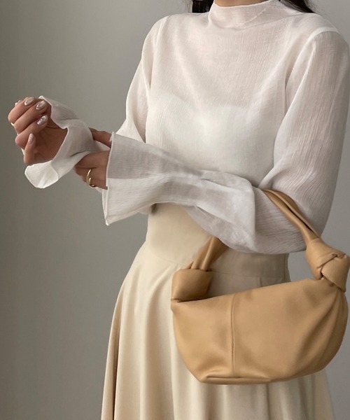 Louere（ルエレ）の「フレアスリーブハイネックシアートップス（Tシャツ/カットソー・レディース・クリーム/ブラック/ホワイト/ライトブラウン/グレー・SMALL/MEDIUM/LARGE/X-LARGE）」の19枚目の写真