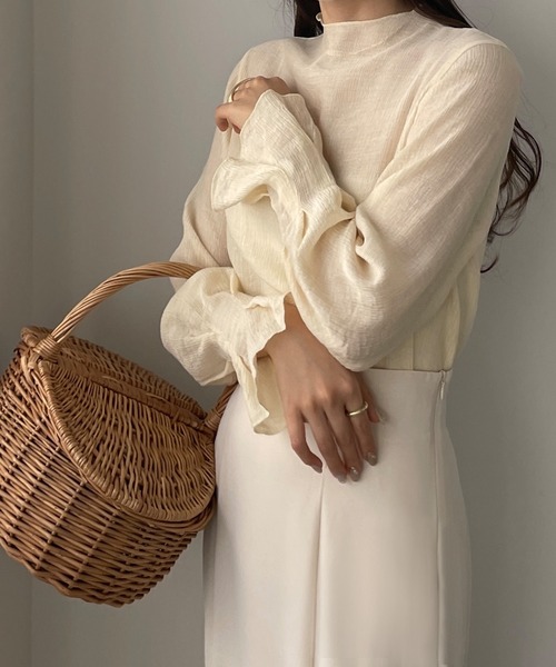 Louere（ルエレ）の「フレアスリーブハイネックシアートップス（Tシャツ/カットソー・レディース・クリーム/ブラック/ホワイト/ライトブラウン/グレー・SMALL/MEDIUM/LARGE/X-LARGE）」の20枚目の写真