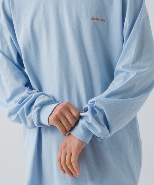 WHIMSIC(ウィムジック)の「【UNISEX】エンブロイダリーロゴロングスリーブTEE(Tシャツ/カットソー・メンズ・ブルー/ライトグレー/グリーン/パープル/ライトピンク/ホワイト・FREE)」の16枚目の写真