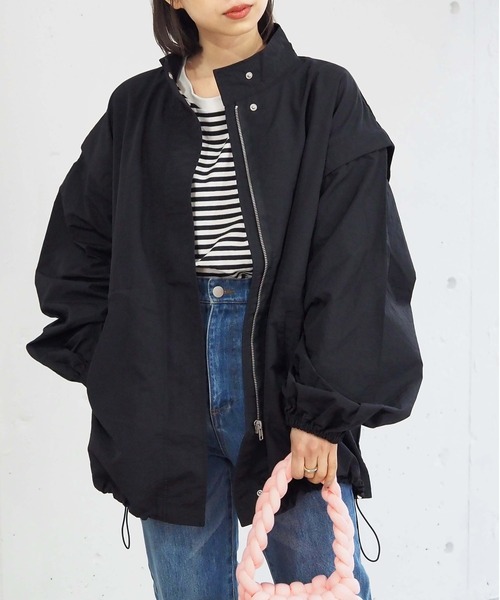 tiptop(ティップトップ)の「【2024SS新色登場】ナイロン袖取り外しブルゾン(ブルゾン・レディース・ブラック/カーキ/オフホワイト/カーキ系/グレー系その他・FREE)」の2枚目の写真