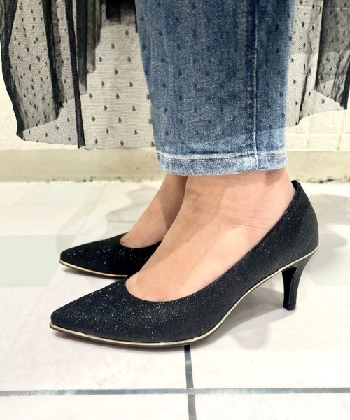 JIMMY CHOO ブラックパンプス 7.5cmヒール ジミー チュウ“フローラル