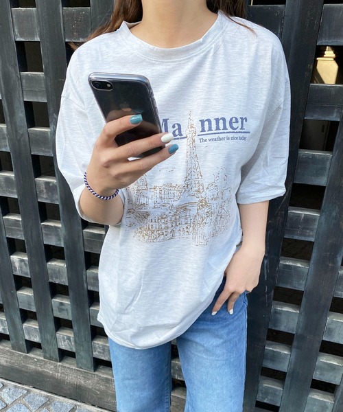EPICKS（エピックス）の「オーバーシルエットかすれプリントTシャツ（Tシャツ/カットソー・レディース・グレー・MEDIUM/LARGE/X-LARGE）」の14枚目の写真