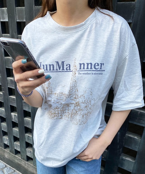 EPICKS（エピックス）の「オーバーシルエットかすれプリントTシャツ（Tシャツ/カットソー・レディース・グレー・MEDIUM/LARGE/X-LARGE）」の13枚目の写真