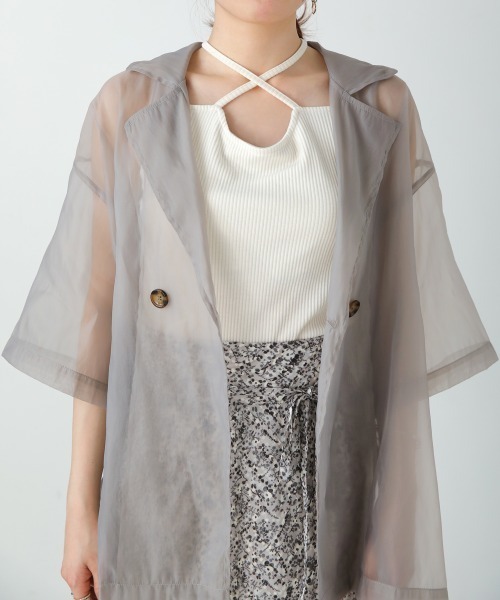 Bab（バブ）の「ハーフスリーブシアージャケットトップス（シャツ/ブラウス・レディース・ホワイト系その他/ライトグレー/モカ・M）」の22枚目の写真