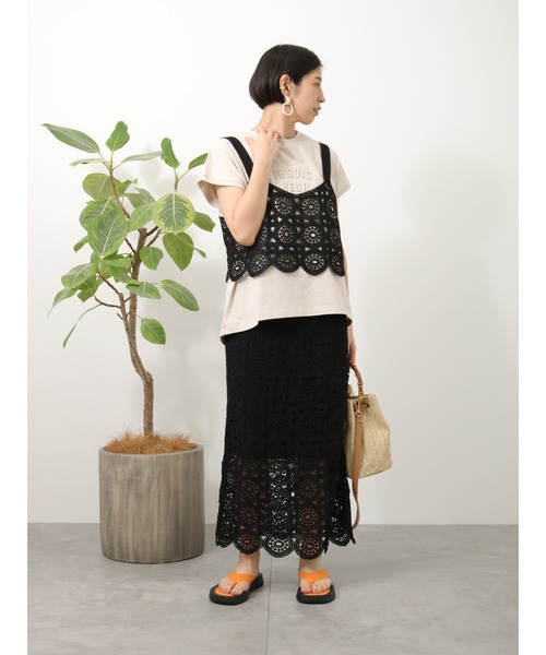 Lugnoncure（ルノンキュール）の「クロシェ編みビスチェ（ニット/セーター・レディース・キナリ/ブラック・ﾌﾘ-）」の5枚目の写真