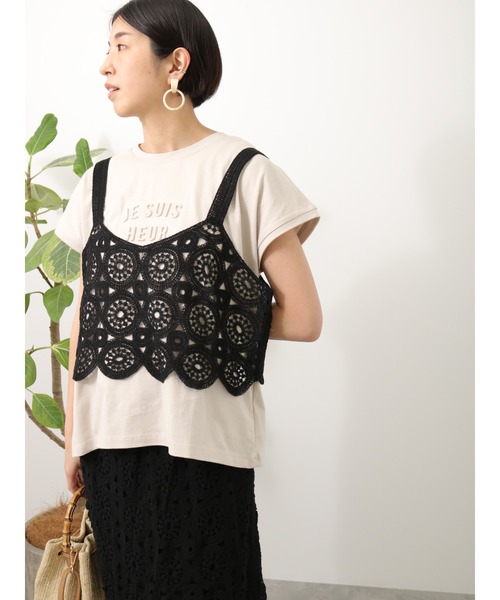 Lugnoncure（ルノンキュール）の「クロシェ編みビスチェ（ニット/セーター・レディース・キナリ/ブラック・ﾌﾘ-）」の6枚目の写真