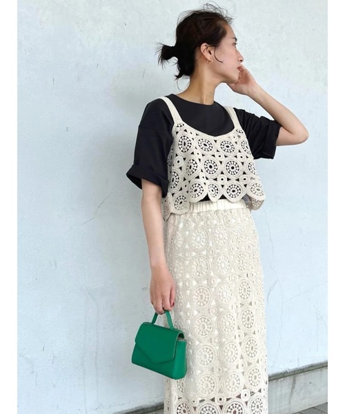 Lugnoncure（ルノンキュール）の「クロシェ編みビスチェ（ニット/セーター・レディース・キナリ/ブラック・ﾌﾘ-）」の7枚目の写真