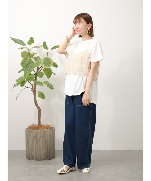 Lugnoncure（ルノンキュール）の「クロシェ編みビスチェ（ニット/セーター・レディース・キナリ/ブラック・ﾌﾘ-）」の9枚目の写真