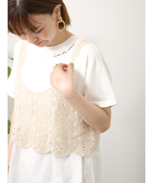 Lugnoncure（ルノンキュール）の「クロシェ編みビスチェ（ニット/セーター・レディース・キナリ/ブラック・ﾌﾘ-）」の14枚目の写真