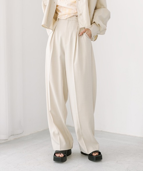 mystic(ミスティック)の「タックワイドスラックスパンツ(スラックス・レディース・ベージュ/アイボリー/グレー/ブラック・1/2/0)」の6枚目の写真