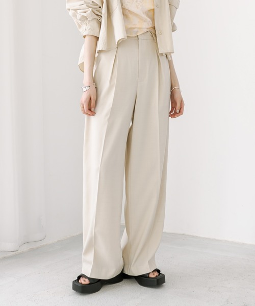mystic(ミスティック)の「タックワイドスラックスパンツ(スラックス・レディース・ベージュ/アイボリー/グレー/ブラック・1/2/0)」の7枚目の写真