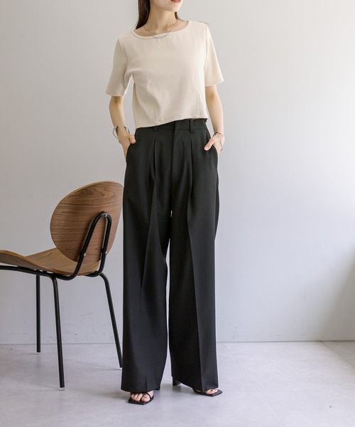 mystic(ミスティック)の「タックワイドスラックスパンツ(スラックス・レディース・ベージュ/アイボリー/グレー/ブラック・1/2/0)」の18枚目の写真