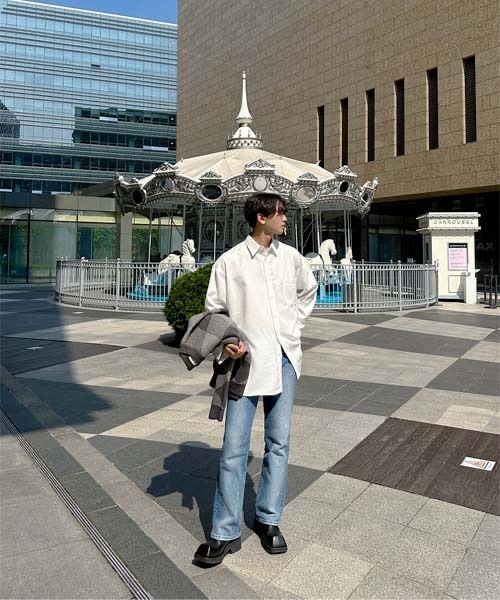 ASCLO（エジュクロ）の「【THE KLOBAL STAGE 韓国アイドル着用】ASCLO +5cm Sand Brush Denim Pants（デニムパンツ・メンズ・ブルー・SMALL/MEDIUM/LARGE）」の22枚目の写真