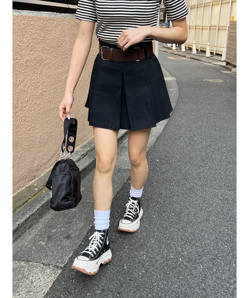 PHILLY（フィリー）の「ベルト付きボックススカート（スカート・レディース・ブラック/ベージュ・FREE）」の3枚目の写真