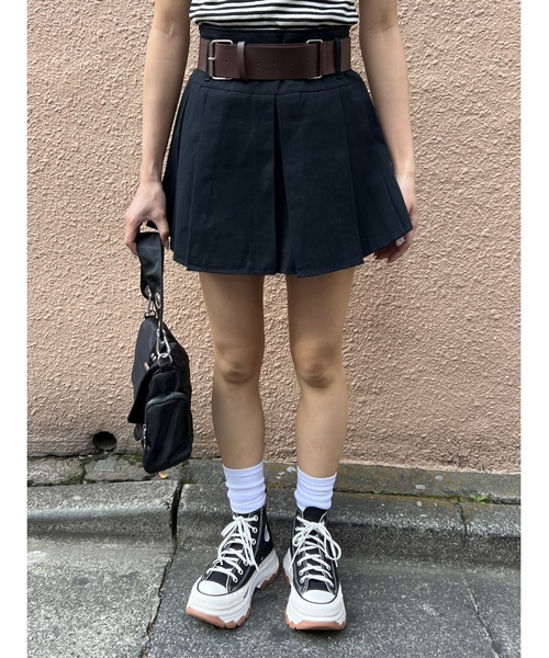 PHILLY（フィリー）の「ベルト付きボックススカート（スカート・レディース・ブラック/ベージュ・FREE）」の4枚目の写真