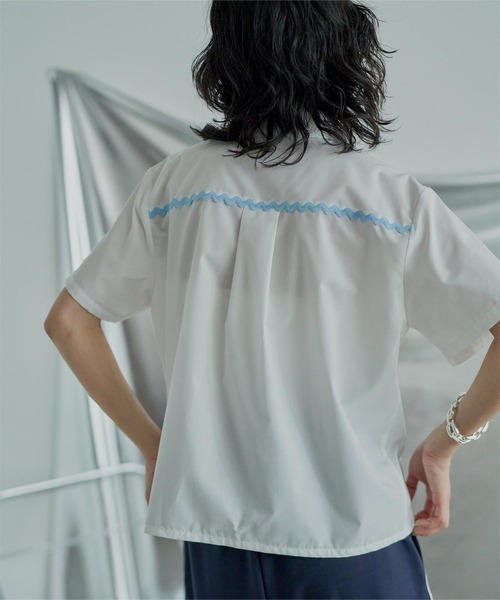 miette(ミエット)の「ナミナミライン半袖シャツ(シャツ/ブラウス・レディース・オフホワイト/ブラック・FREE)」の9枚目の写真