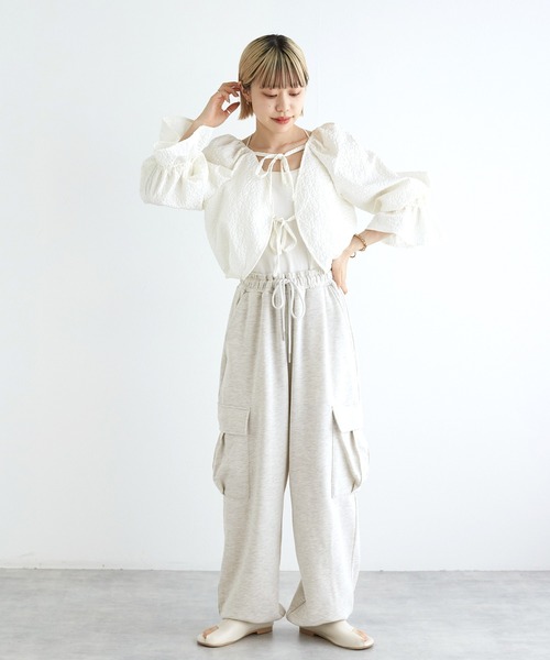 w closet(ダブルクローゼット)の「【セットアップ対応】スウェットカーゴパンツ(スウェットパンツ・レディース・アイボリー/ラベンダー/オートミール・FREE)」の22枚目の写真