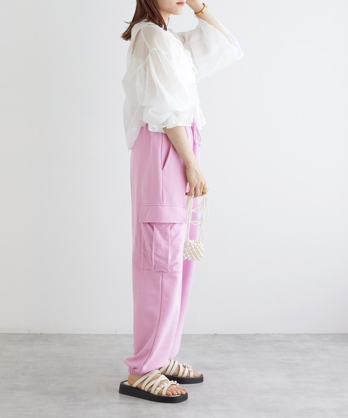 w closet(ダブルクローゼット)の「【セットアップ対応】スウェットカーゴパンツ(スウェットパンツ・レディース・アイボリー/ラベンダー/オートミール・FREE)」の20枚目の写真