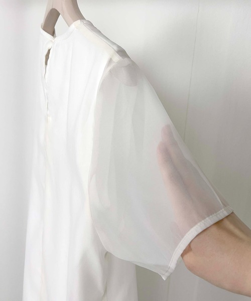 Meli rich(メリーリッチ)の「シアードッキングTシャツ(Tシャツ/カットソー・レディース・ネイビー/ブラック/グレー/オフホワイト・FREE)」の6枚目の写真