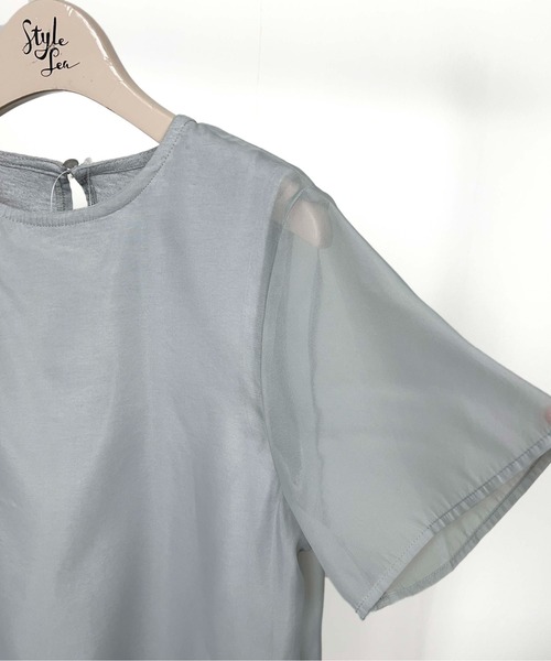 Meli rich(メリーリッチ)の「シアードッキングTシャツ(Tシャツ/カットソー・レディース・ネイビー/ブラック/グレー/オフホワイト・FREE)」の9枚目の写真