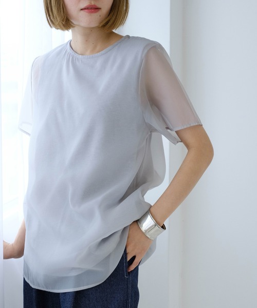 Meli rich(メリーリッチ)の「シアードッキングTシャツ(Tシャツ/カットソー・レディース・ネイビー/ブラック/グレー/オフホワイト・FREE)」の22枚目の写真