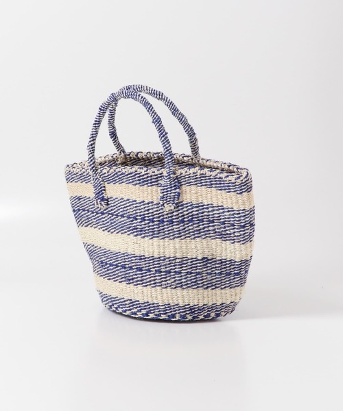 URBAN RESEARCH DOORS（アーバンリサーチドアーズ）の「アフリカンスクエア　サイザルボーダー柄バッグ（ハンドバッグ・レディース・ブルー系その他・FREE）」の4枚目の写真