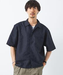 green label relaxing | リネンライク ジャカード ワイドカラー シャツ(シャツ/ブラウス)