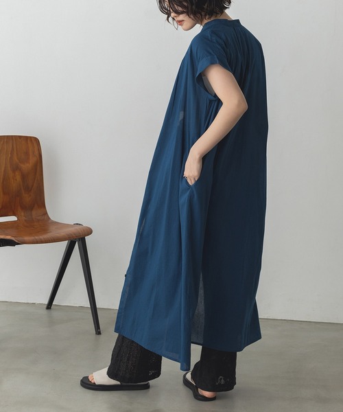 lil nina(リルニーナ)の「キャンブリックボイル 無地 半袖シャツワンピース(シャツワンピース・レディース・オフホワイト/ブラック/ブルー・FREE)」の15枚目の写真