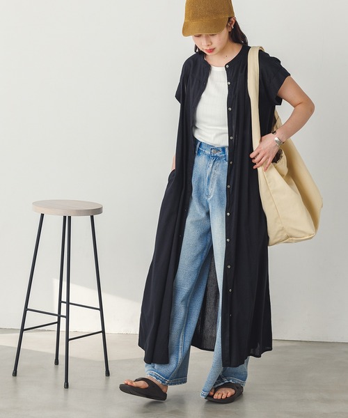 lil nina(リルニーナ)の「キャンブリックボイル 無地 半袖シャツワンピース(シャツワンピース・レディース・オフホワイト/ブラック/ブルー・FREE)」の21枚目の写真