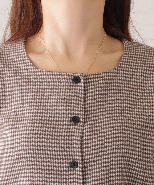 セール】千鳥格子柄スクエアネックブラウス（シャツ/ブラウス）｜Lace