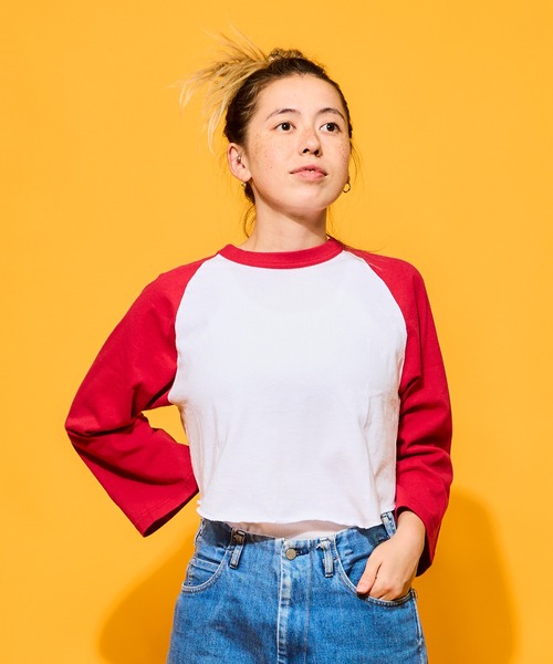 WALLA WALLA SPORT（ワラワラスポーツ）の「BELL SLEEVE RAGLAN TEE/ ベルスリーブ ラグラン（Tシャツ/カットソー・レディース・ブラック/ブラウン/グリーン/レッド/ネイビー・MEDIUM）」の5枚目の写真