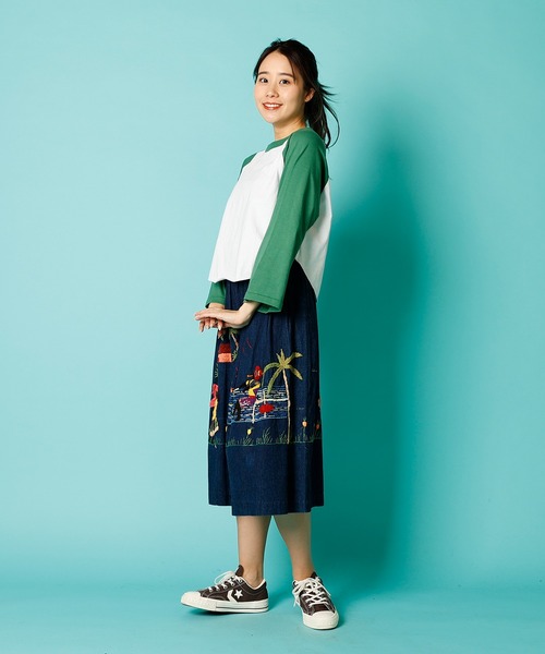 WALLA WALLA SPORT（ワラワラスポーツ）の「BELL SLEEVE RAGLAN TEE/ ベルスリーブ ラグラン（Tシャツ/カットソー・レディース・ブラック/ブラウン/グリーン/レッド/ネイビー・MEDIUM）」の7枚目の写真