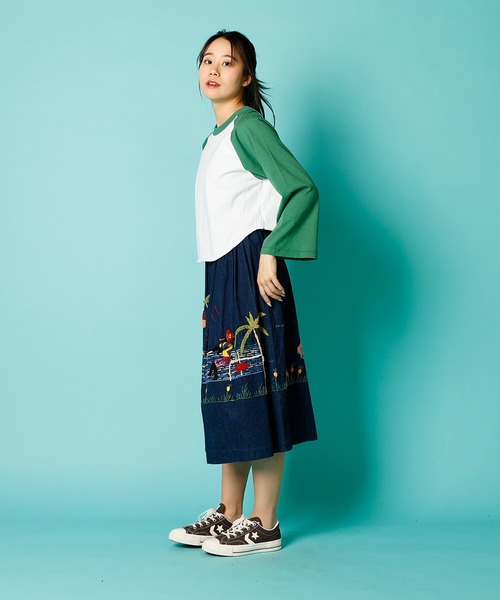 WALLA WALLA SPORT（ワラワラスポーツ）の「BELL SLEEVE RAGLAN TEE/ ベルスリーブ ラグラン（Tシャツ/カットソー・レディース・ブラック/ブラウン/グリーン/レッド/ネイビー・MEDIUM）」の6枚目の写真