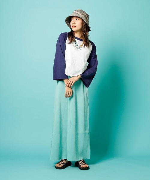 WALLA WALLA SPORT（ワラワラスポーツ）の「BELL SLEEVE RAGLAN TEE/ ベルスリーブ ラグラン（Tシャツ/カットソー・レディース・ブラック/ブラウン/グリーン/レッド/ネイビー・MEDIUM）」の9枚目の写真