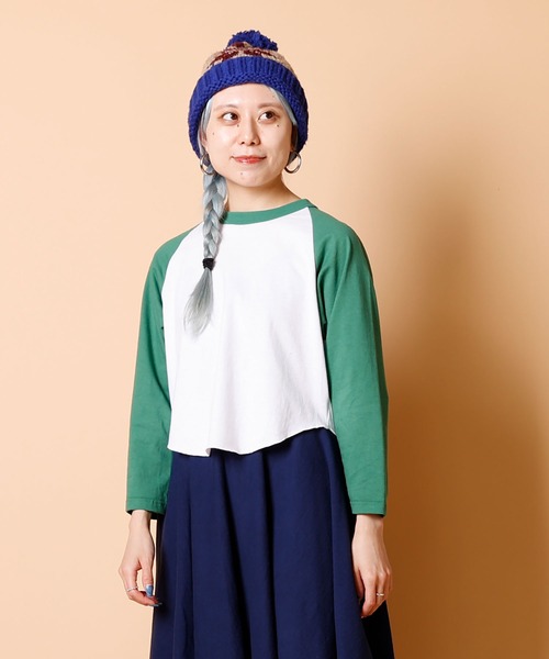 WALLA WALLA SPORT（ワラワラスポーツ）の「BELL SLEEVE RAGLAN TEE/ ベルスリーブ ラグラン（Tシャツ/カットソー・レディース・ブラック/ブラウン/グリーン/レッド/ネイビー・MEDIUM）」の16枚目の写真