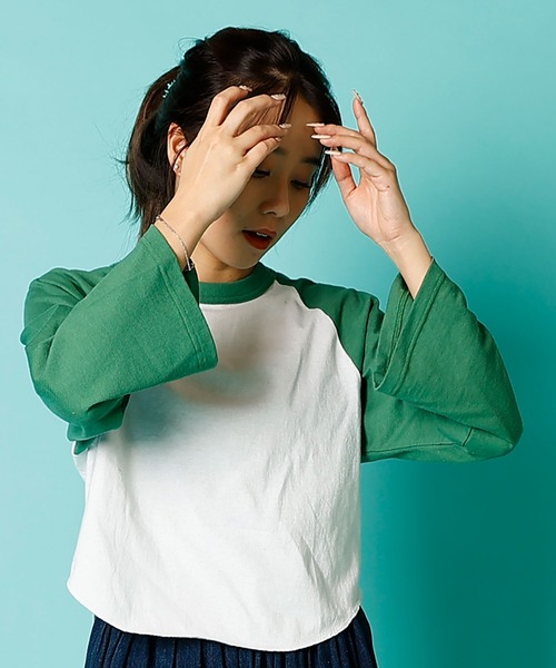WALLA WALLA SPORT（ワラワラスポーツ）の「BELL SLEEVE RAGLAN TEE/ ベルスリーブ ラグラン（Tシャツ/カットソー・レディース・ブラック/ブラウン/グリーン/レッド/ネイビー・MEDIUM）」の20枚目の写真