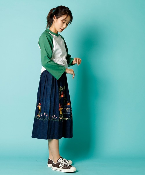 WALLA WALLA SPORT（ワラワラスポーツ）の「BELL SLEEVE RAGLAN TEE/ ベルスリーブ ラグラン（Tシャツ/カットソー・レディース・ブラック/ブラウン/グリーン/レッド/ネイビー・MEDIUM）」の12枚目の写真