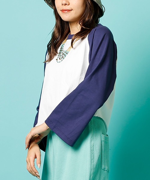 WALLA WALLA SPORT（ワラワラスポーツ）の「BELL SLEEVE RAGLAN TEE/ ベルスリーブ ラグラン（Tシャツ/カットソー・レディース・ブラック/ブラウン/グリーン/レッド/ネイビー・MEDIUM）」の13枚目の写真