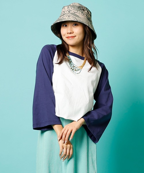 WALLA WALLA SPORT（ワラワラスポーツ）の「BELL SLEEVE RAGLAN TEE/ ベルスリーブ ラグラン（Tシャツ/カットソー・レディース・ブラック/ブラウン/グリーン/レッド/ネイビー・MEDIUM）」の14枚目の写真